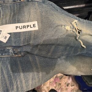 Purple Men's Relaxed Fit Distressed Jeans - Light Blue